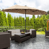 easycomfort easycomfort ombrellone da giardino doppio 4 5m con 48 luci led e manovella cachi