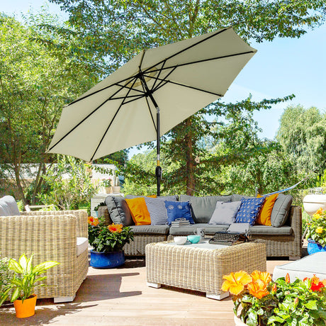 easycomfort easycomfort ombrellone da giardino inclinabile a 8 stecche con manovella in metallo e poliestere 295x250 cm beige