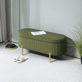 easycomfort easycomfort panca contenitore ovale da 72l con coperchio sollevabile in tessuto effetto velluto e legno 108x44x43 5 cm verde