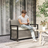 easycomfort easycomfort panchina da giardino 2 posti con cassapanca da 151 5l in rattan con schienale braccioli e cuscino crema