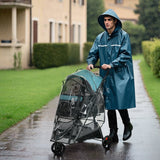 easycomfort easycomfort passeggino per cani piccoli pieghevole a 3 ruote con copertura antipioggia e cestino verde scuro