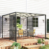easycomfort easycomfort pergola per esterno 3x3 m con copertura ondulata e pannelli laterali in metallo e poliestere nero