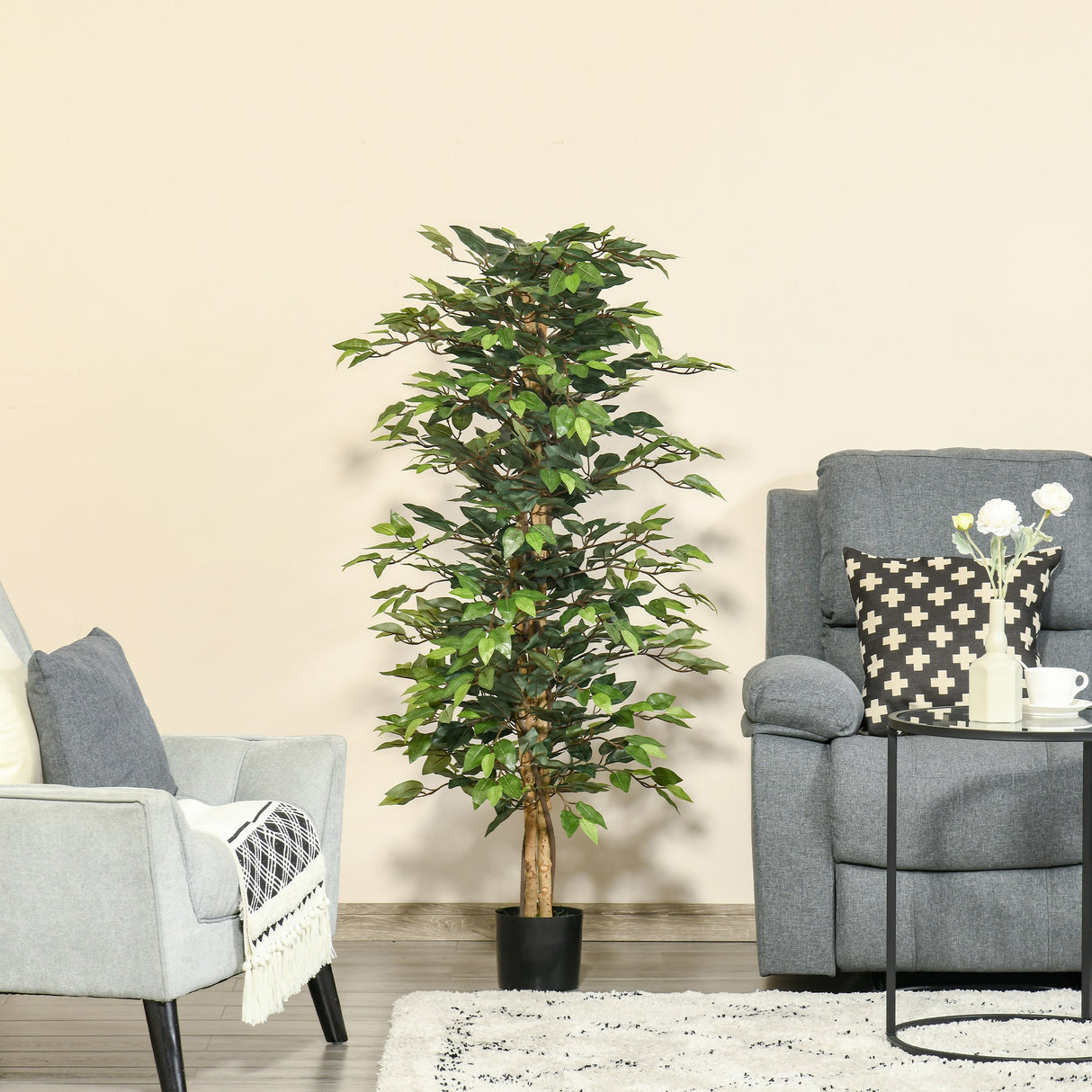 easycomfort easycomfort pianta finta di ficus alta 150cm decorazione per interno ed esterno con vaso incluso