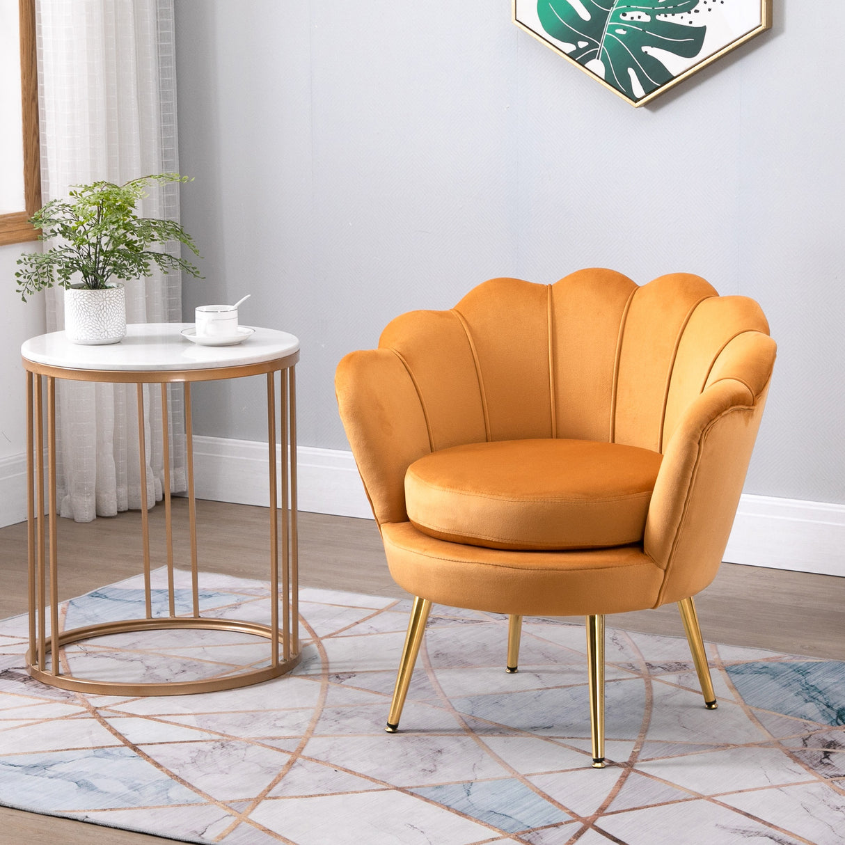 easycomfort easycomfort poltrona a conchiglia poltroncina vintage poltroncina da camera e salotto design elegante con schienale alto 76x67x74cm giallo ean 8055776910246