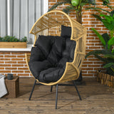 easycomfort easycomfort poltrona da giardino a uovo con poggiatesta e cuscini per seduta in rattan e acciaio 89x75x143 cm