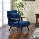 easycomfort easycomfort poltrona letto 3 in 1 con schienale reclinabile e cuscino in tessuto effetto velluto 63x73x81 cm blu