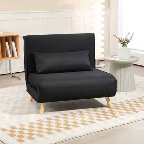 easycomfort easycomfort poltrona letto 3 in 1 con schienale reclinabile su 6 posizioni in tessuto 94x78x80 cm nero