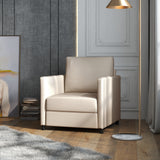 easycomfort easycomfort poltrona moderna in tessuto traspirante effetto lino con tasca interna 80x85x88 cm beige