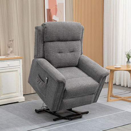 easycomfort easycomfort poltrona relax alzapersona reclinabile con poggiapiedi rivestimento in tessuto grigio