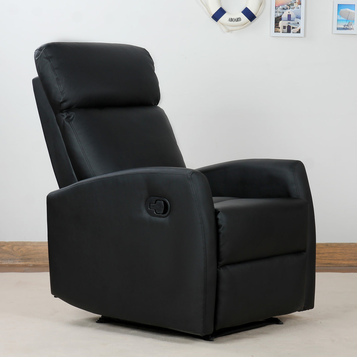 easycomfort easycomfort poltrona relax reclinabile regolabile ed ergonomica in pelle pu con imbottitura per casa e ufficio 65x92x100 cm nera ean 8054144137315
