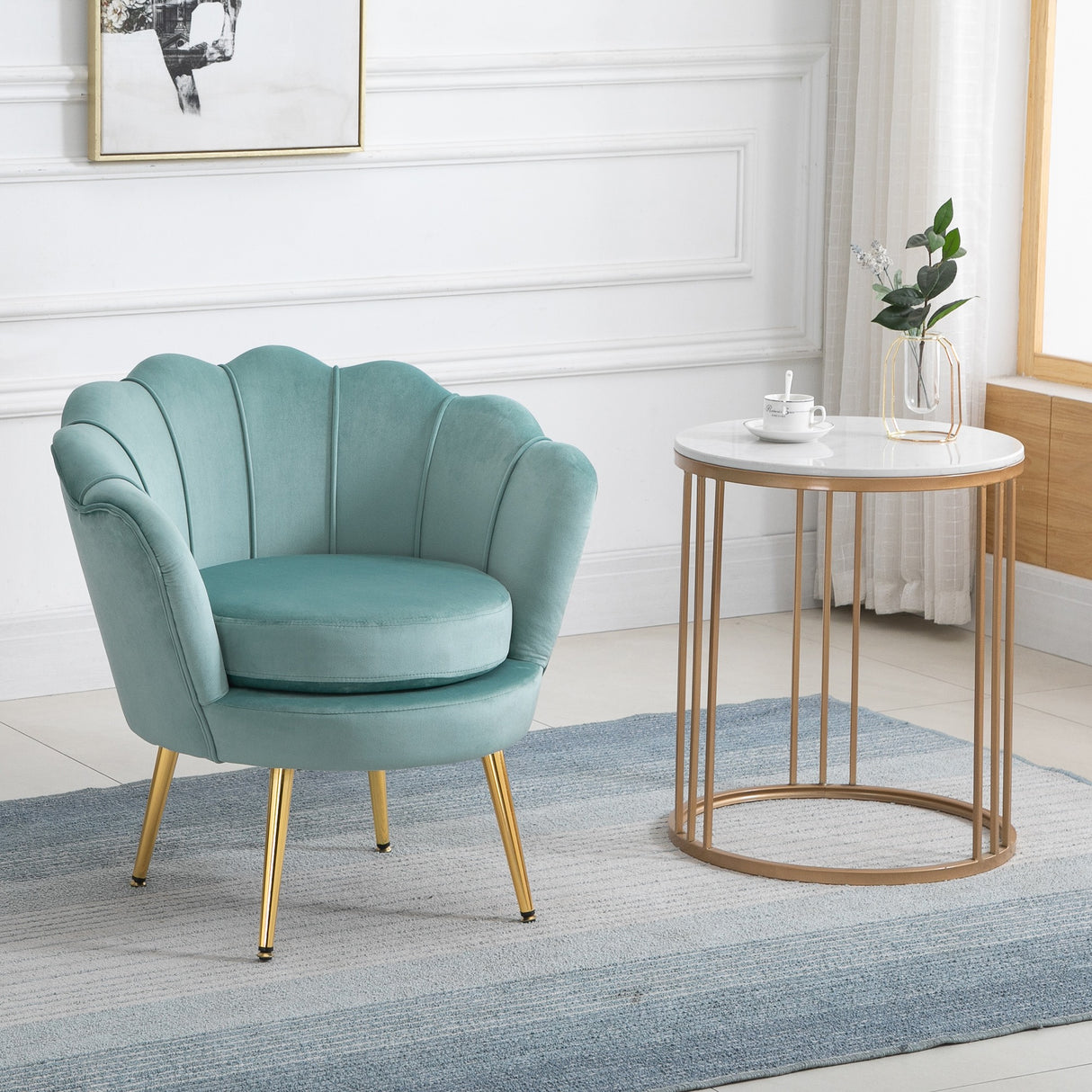 easycomfort easycomfort poltroncina vintage di design in velluto blu poltroncina da camera con schienale alto 76x67x74cm verde