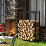 easycomfort easycomfort portalegna da esterno e interno con ruote legnaia in acciaio con capacita 0 43m 120x32x151cm nero