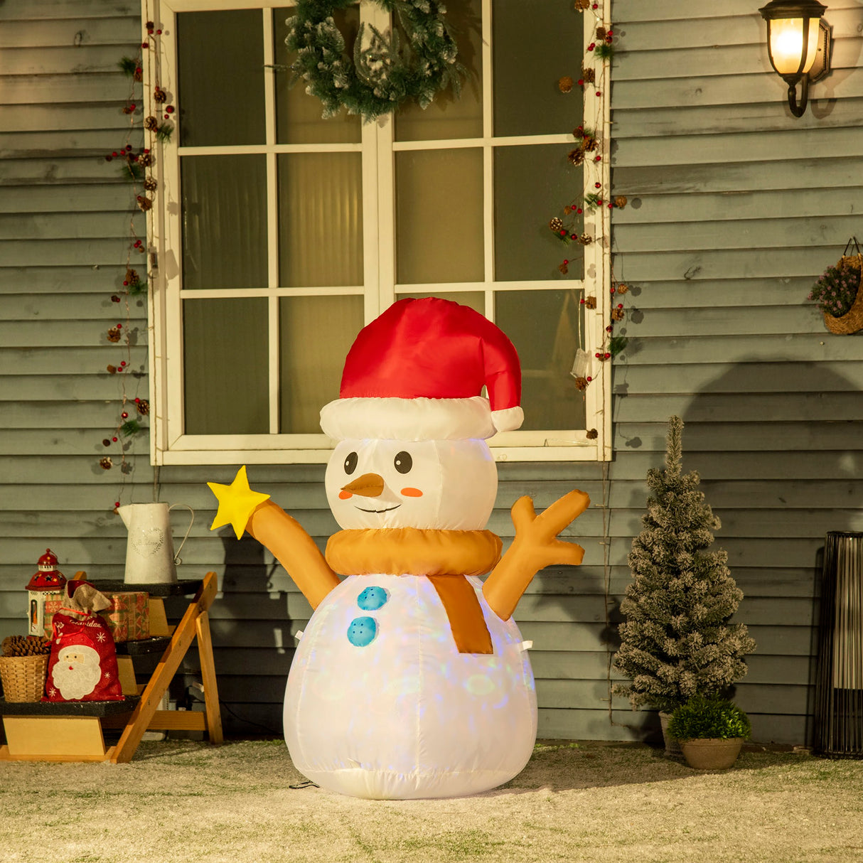 easycomfort easycomfort pupazzo di neve gonfiabile con luce led colorata con gonfiatore incluso 97x50x120cm