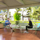 easycomfort easycomfort salotto da esterno in rattan pe con divanetto 2 poltroncine e tavolino con piano in vetro verde