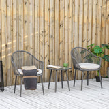 easycomfort easycomfort salotto da giardino in rattan con 2 poltroncine con cuscini e tavolino da caffe in vetro grigio