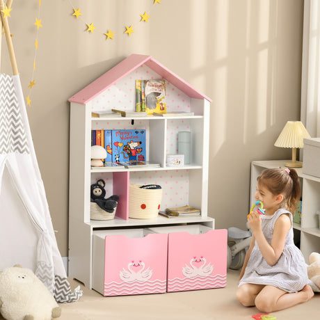 immagine-2-easycomfort-easycomfort-scaffale-portagiochi-per-bambini-con-ripiani-aperti-e-cassetti-con-rotelle-rosa
