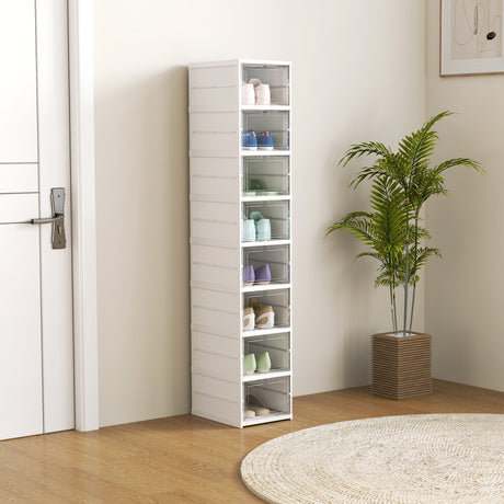 easycomfort easycomfort scarpiera con 8 contenitori per scarpe impilabili e pieghevoli con pannello trasparente bianco