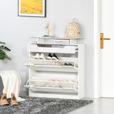 easycomfort easycomfort scarpiera moderna con 2 cassetti per 16 scarpe scarpiera a ribalta con mensola regolabile e ripiano in vetro 89x23x96cm bianco lucido