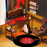 easycomfort easycomfort scrivania per pc reversibile con prese elettriche luci supporto monitor e scaffale 120x50cm nero