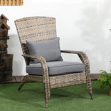 easycomfort easycomfort sedia da giardino adironrack con braccioli in rattan e acciaio 64x80x90 cm marrone e grigio