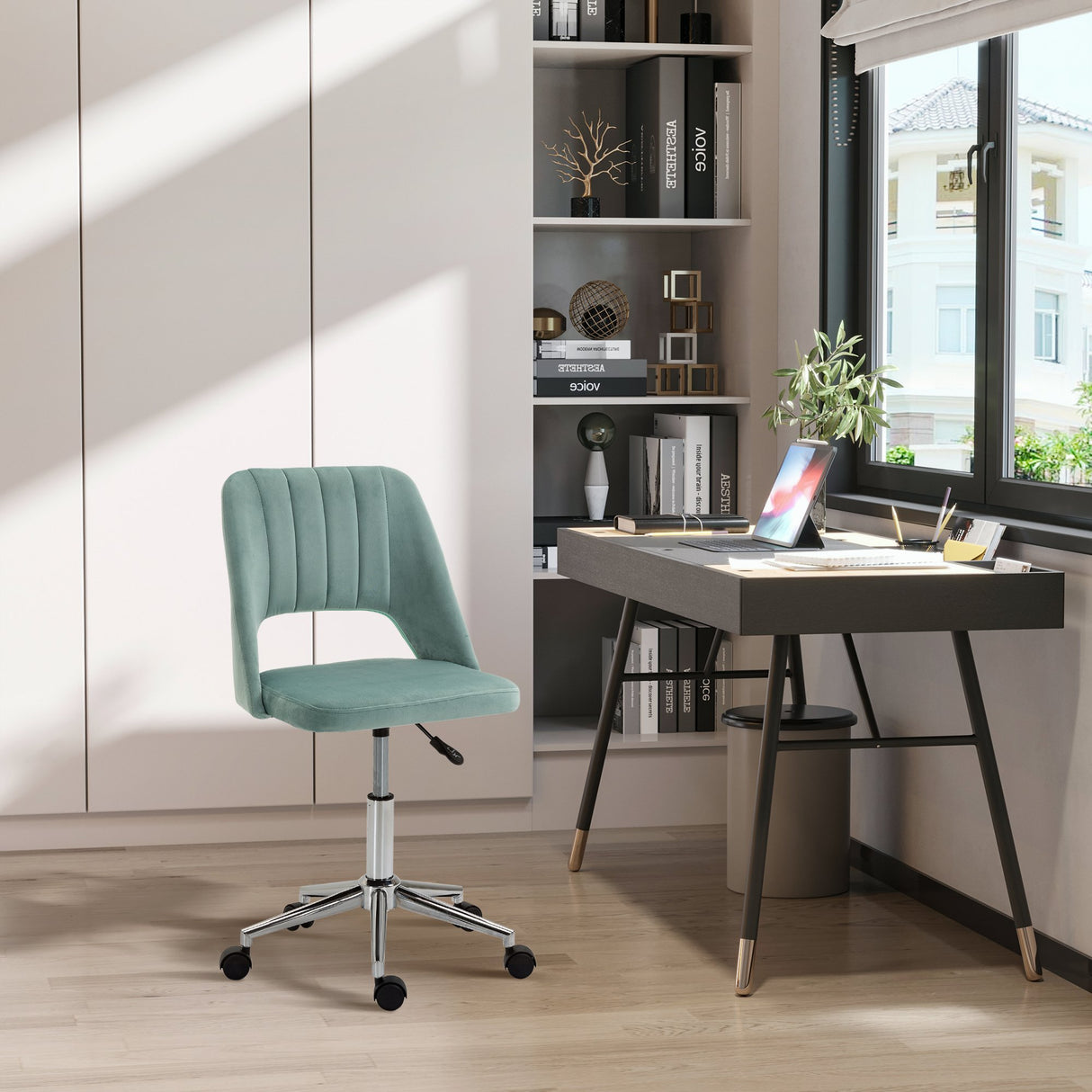 easycomfort easycomfort sedia da ufficio ergonomica e girevole sedia imbottita per scrivania con altezza regolabile verde petrolio 49x54x79 91cm