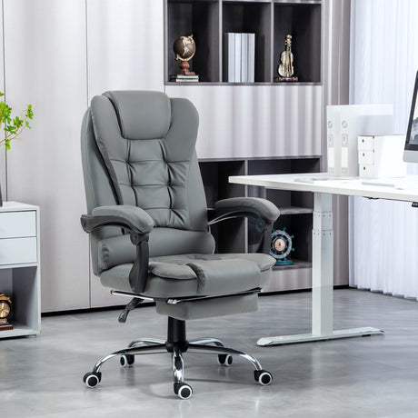 easycomfort easycomfort sedia da ufficio ergonomica reclinabile a 145 con poggiapiedi estraibile in finta pelle grigio
