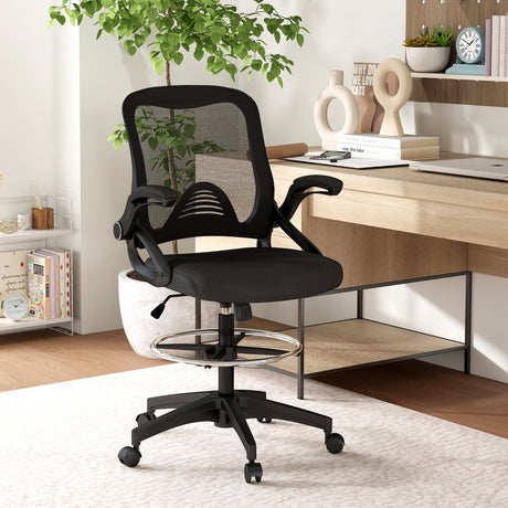 easycomfort easycomfort sedia da ufficio traspirante ad altezza regolabile con braccioli ribaltabili 64x60x106 126 cm nera