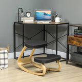 easycomfort easycomfort sedia inginocchiatoio con movimento a dondolo in tessuto effetto lino e legno di betulla 50x73x55 cm nero