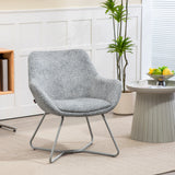 easycomfort easycomfort sedia moderna con braccioli e schienale imbottiti in tessuto effetto lino e acciaio 63x69x75 cm grigio