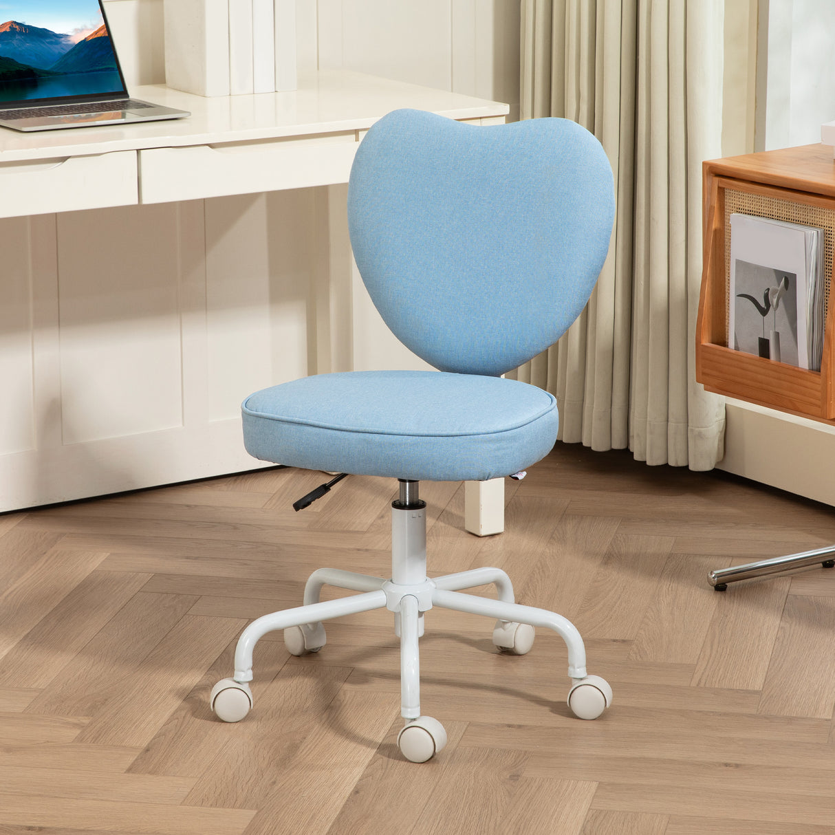 easycomfort easycomfort sedia per scrivania a cuore con 5 rotelle e altezza regolabile in tessuto 40x50x79 89cm azzurro
