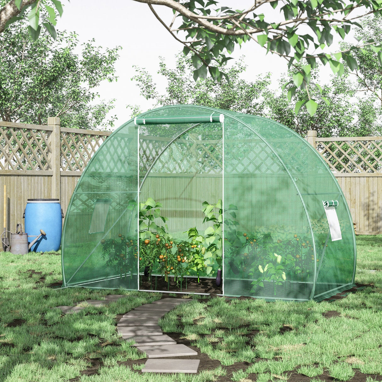 easycomfort easycomfort serra a tunnel con porta avvolgibile e finestre copertura pe e struttura in acciaio 1 5x3x2m verde