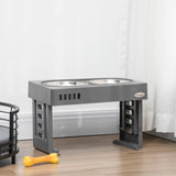 easycomfort easycomfort set 2 ciotole per cani da 1 2l con gambe rimovibili in abs e acciaio 44x27 7x28 cm grigio e argento