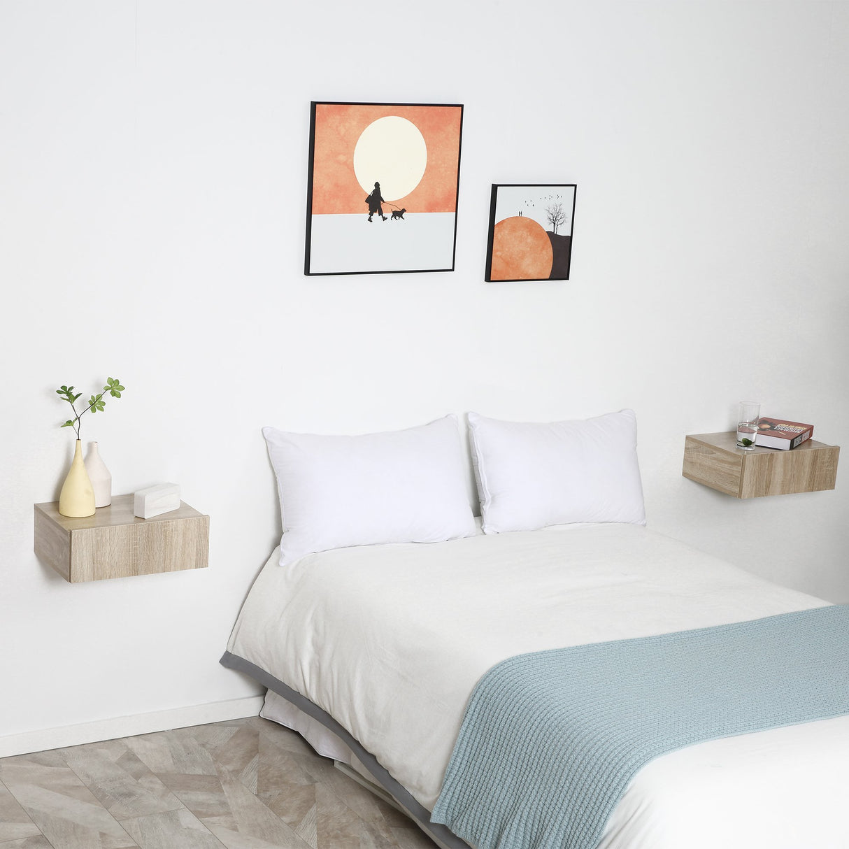 easycomfort easycomfort set 2 comodini sospesi in legno design moderno 40x30x15cm color legno