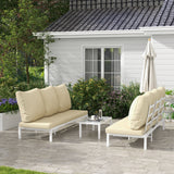 easycomfort easycomfort set 2 lettini prendisole con schienale regolabile e tavolino da giardino in vetro beige
