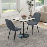 easycomfort easycomfort set 2 sedie da pranzo con schienale ricurvo in tessuto effetto lino schiuma e acciaio 46x56x86 cm grigio e nero