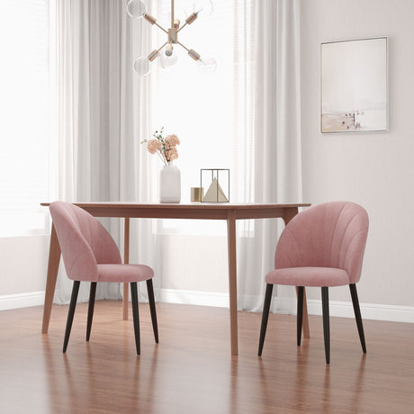 easycomfort easycomfort set 2 sedie da pranzo imbottite stile nordico in metallo e velluto 52x54x79cm rosa
