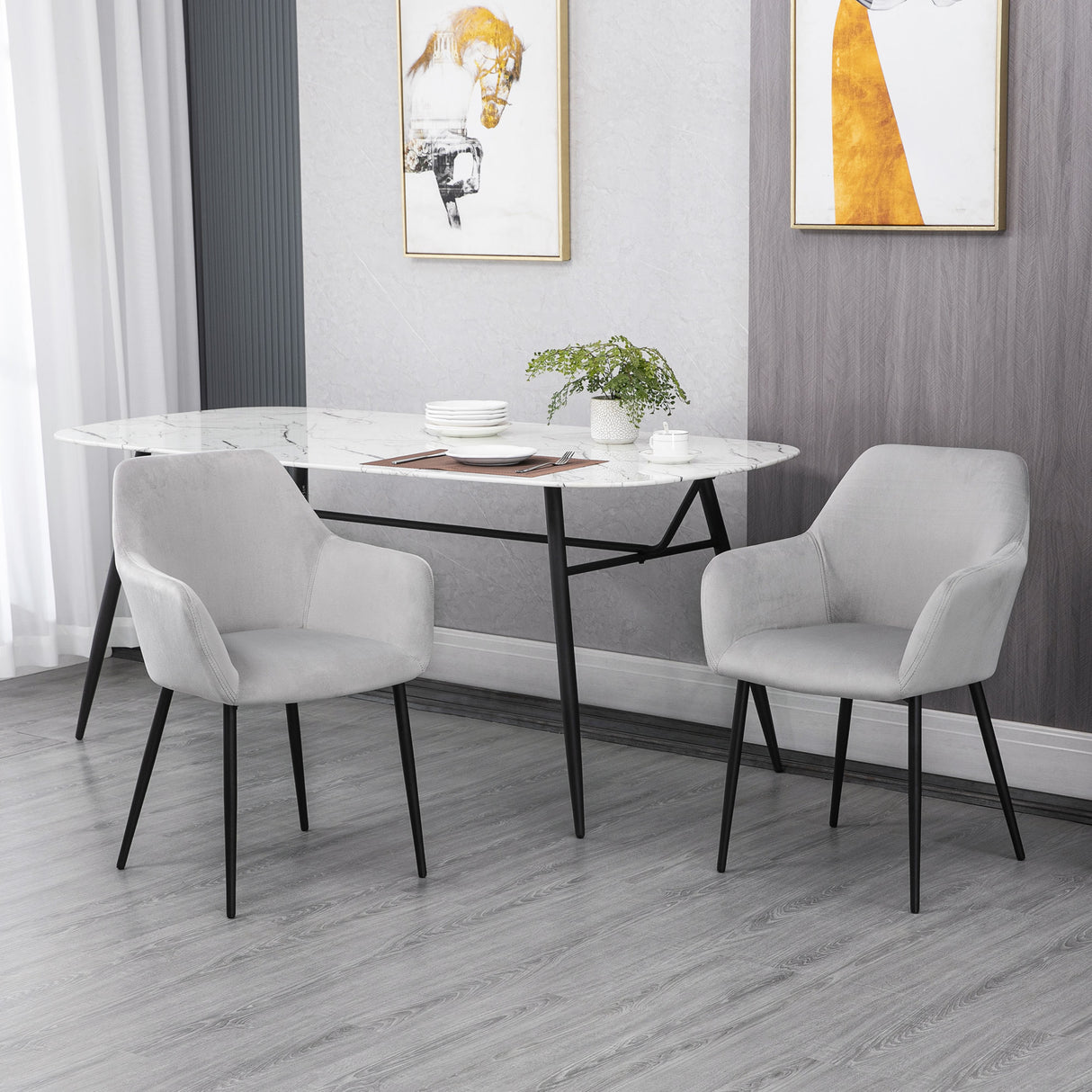 easycomfort easycomfort set 2 sedie per soggiorno nordiche con schienale e braccioli ricurvi e seduta imbottita 54x57x80 cm grigio