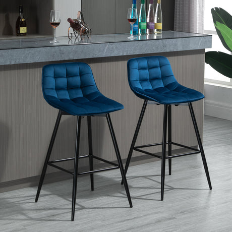 easycomfort easycomfort set 2 sgabelli alti da bar nordico con schienale curvato ergonomico e poggiapiedi sedie imbottite per salotto e cucina blu ean 8055776912233