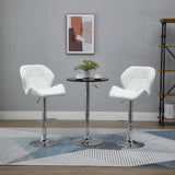 easycomfort easycomfort set 2 sgabelli da bar con altezza regolabile base in metallo e seduta in pelle pu sgabelli con schienale e poggiapiedi 51 5x57 5x93 114 5cm bianco