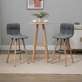easycomfort easycomfort set 2 sgabelli da bar con schienale e poggiapiedi seduta imbottita in tessuto e gambe in legno 41 5x47x97 5 grigio