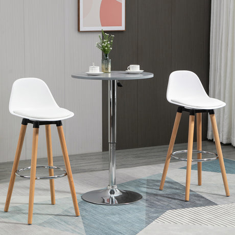 easycomfort easycomfort set 2 sgabelli da bar stile nordico con schienale cuscino e poggiapiedi legno e plastica bianco