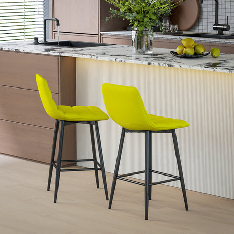 easycomfort easycomfort set 2 sgabelli da cucina stile nordico in tessuto effetto velluto e metallo 45x47x84 cm giallo