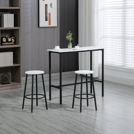 easycomfort easycomfort set 3 pezzi con tavolo rettangolare e 2 sgabelli da bar in truciolato mdf e acciaio bianco e nero