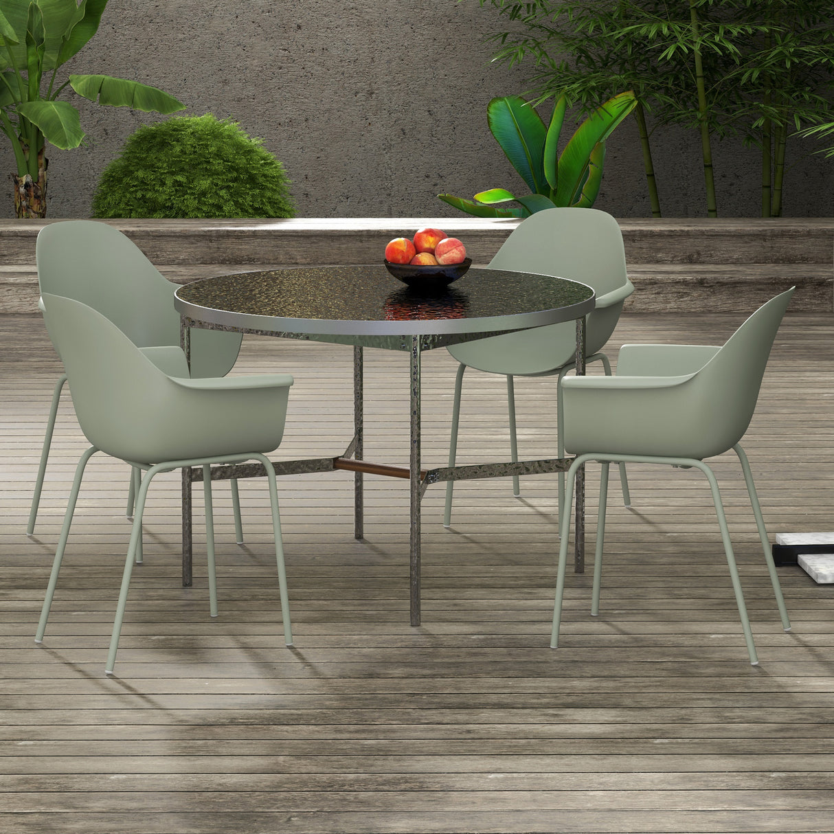 easycomfort easycomfort set 4 sedie da giardino con piedini antiscivolo in pp e acciaio 59x55x84 cm verde