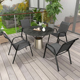 easycomfort easycomfort set 4 sedie da giardino impilabili con braccioli in rattan pe e acciaio grigio