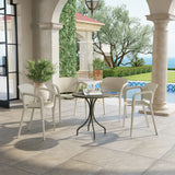 easycomfort easycomfort set 4 sedie da giardino impilabili in pp dal design moderno con braccioli 60x56x75 cm bianco