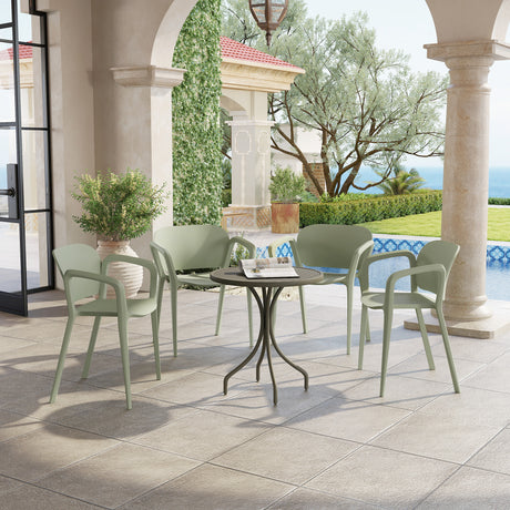 easycomfort easycomfort set 4 sedie da giardino impilabili in pp dal design moderno con braccioli 60x56x75 cm verde