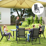 easycomfort easycomfort set 4 sedie da giardino pieghevoli e traspiranti con braccioli in acciaio e poliestere 56x69x106 cm grigio