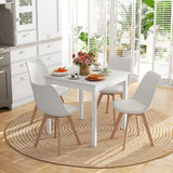 easycomfort easycomfort set 4 sedie da pranzo stile nordico in plastica con gambe in legno e cuscino in finta pelle bianco