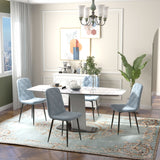 easycomfort easycomfort set 4 sedie per cucina imbottite in tessuto effetto velluto e acciaio 45x54x87 cm azzurro